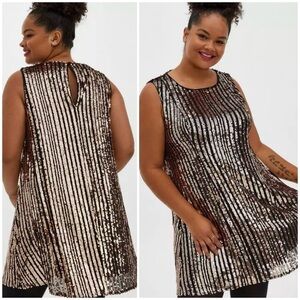Torrid Sequin Rose Gold Black Women’s Sleeveless Party Mini Dress Sz 3X